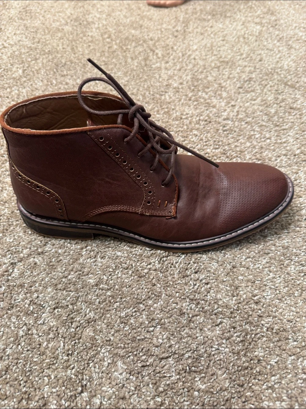 Steve Madden Men's Brown Leather Lace-Up Chukka Boot mid ankle SZ 7.5